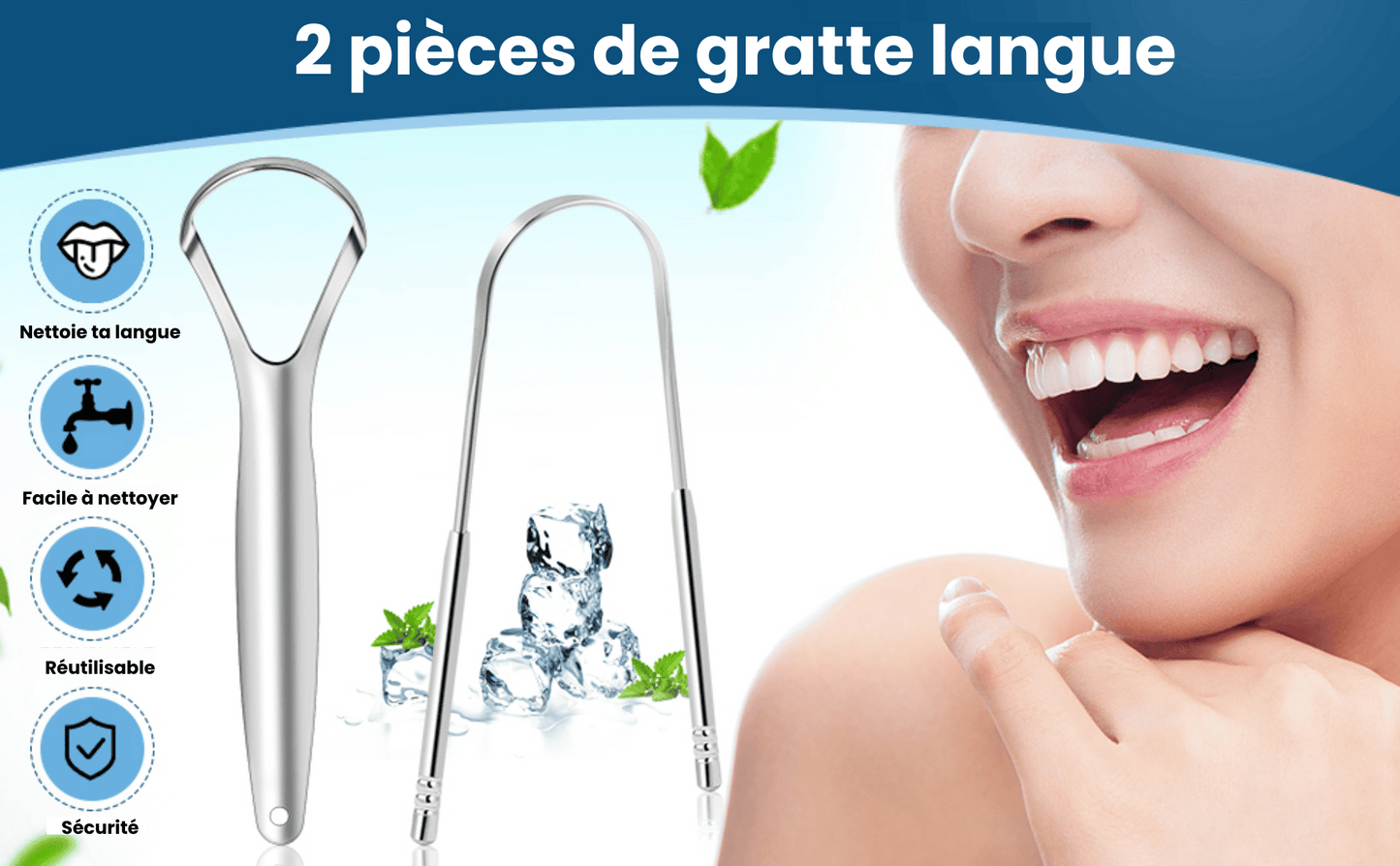 2 Gratte Langue + Un Spray Rafraichissant Offert
