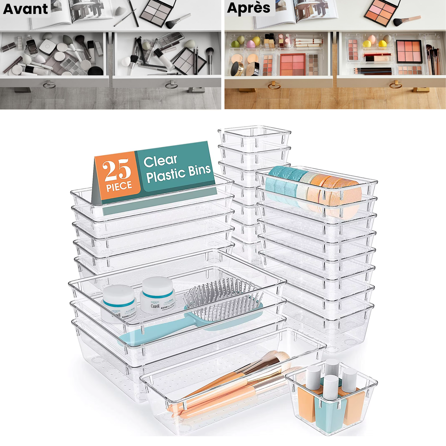 25 pièces bacs de rangement pour tiroirs