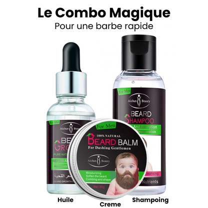 Kit de Croissance pour Barbe – Huile, Crème & Shampoing