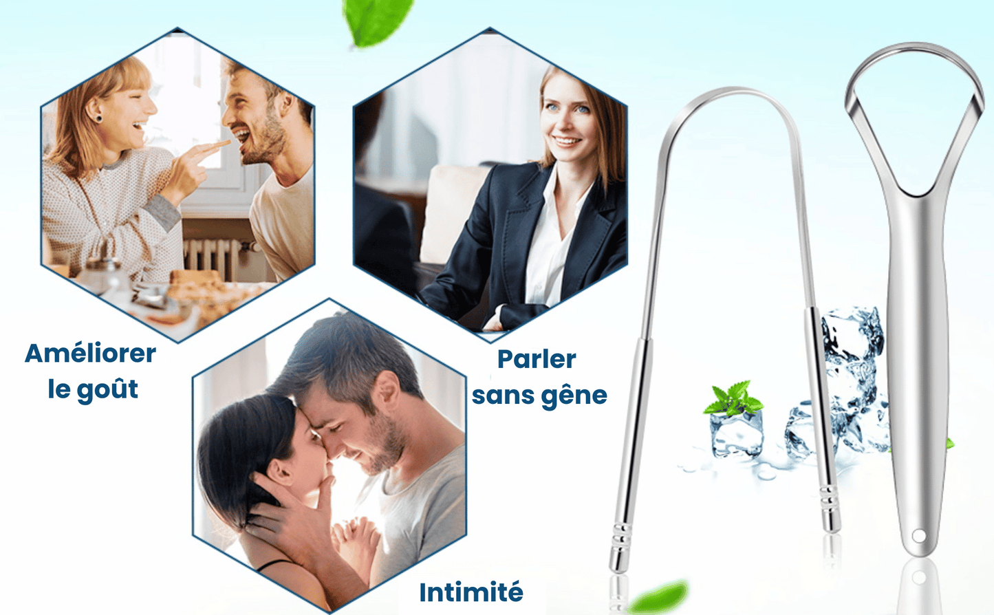 2 Gratte Langue + Un Spray Rafraichissant Offert