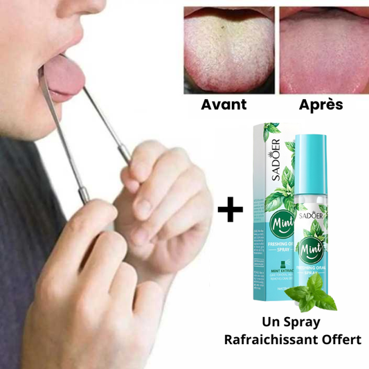 2 Gratte Langue + Un Spray Rafraichissant Offert